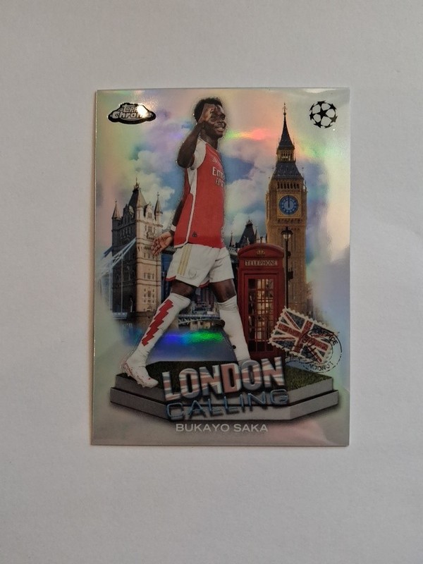 Bukayo Saka 2023-24 Topps Chrome UEFA #LC-14 Refractor London Calling Arsenal