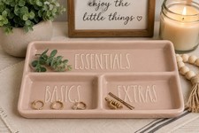 Rae Dunn Essentials Basics Extras Pink Ceramic Organizer Tray Vanity Desk