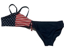 Girls Art Class Red White Blue Print Bikini Swimsuit Two Piece Size L 10-12