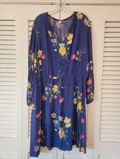 Old Navy Women's Blue Floral Dress Long Sleeve, Knee Length, Size XXL