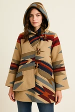 Wyeth Trail Classic Cloak – Handmade Women’s Wool Hooded Poncho Coat with Wooden