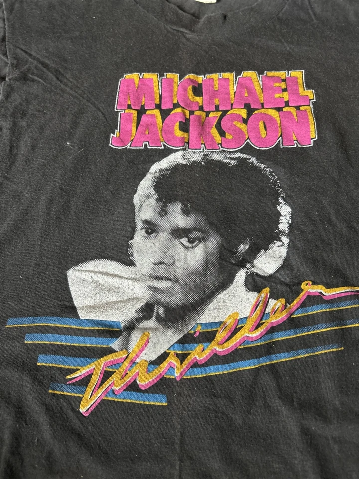 Camiseta juvenil Michael Jackson vintage años 80 M doble cara pop thriller Foto 3 de 4