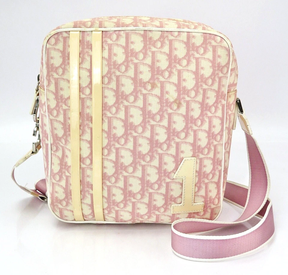 Auténtico Bolso Bandolera CHRISTIAN DIOR Rosa Trotter Lona Hombro Cartera #60563 Foto 2 de 4