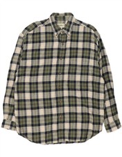 EDDIE BAUER Mens Regular Fit Flannel Shirt Large Green Check Cotton AX14
