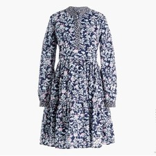 J Crew Dress Womens XS Blue Floral Button Mini Lined dress