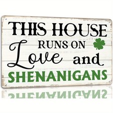 St. Patrick's Day Decorative Wall Tin Metal Signs Home D cor "This House Runs on