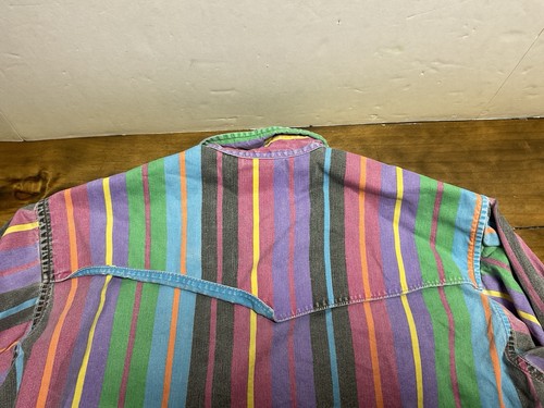 VINTAGE Wrangler Brushpopper Western Shirt X-Long Tails Striped Men 17 1/2-35 - Picture 13 of 13