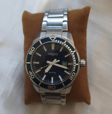 Vagary Herren Armbanduhr Edelstahl silber blau Datum 100 m Faltschließe