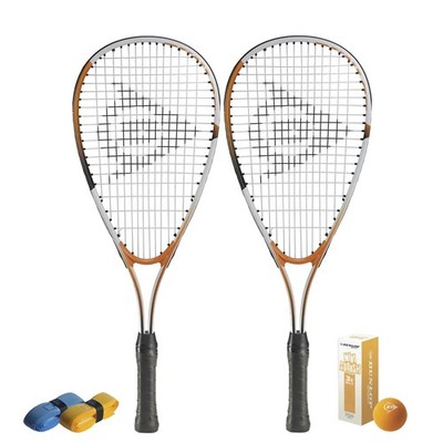 CX Pro Sport Play Squash Set - 2 Dunlop Spielschläger, 3 Bälle & 2 CXPro Sport Grip