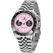 PAGANI DESIGN PD-1718 Pink Dial Meca Quartz Chronograph USA Seller No Tariffs
