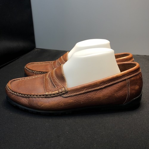 LN M's US9.5M HUSH PUPPIES CUERO MARRÓN SIN CORDONES MOCASINES PENNY ZAPATOS INFORMALES - Imagen 3 de 12