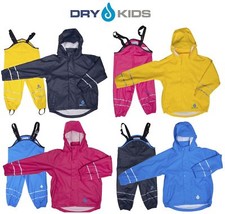 Dry Kids Childrens Waterproof Jacket & Dungaree set PU coated Recycled Plastic  