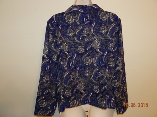 Christopher & Banks Royal Blue Grey Purple Stretch Cotton Blazer Sz L Large - Picture 3 of 5