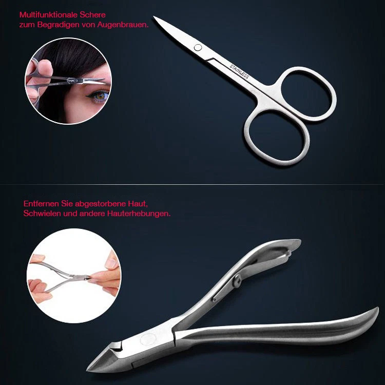 Maniküre Pediküre Pflegeset 12-teilig Nagelknipser NagelSet Nagelfeile Edelstahl - Bild 4 von 4