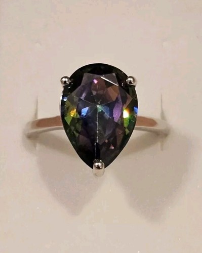 Mystic Topaz 925 Silver Pear Shape Ring Size 7 - 第 1/3 張圖片