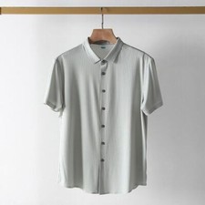 Men's Breathable Summer Business Casual Shirts Dress Button Up T-Shirts Fashion