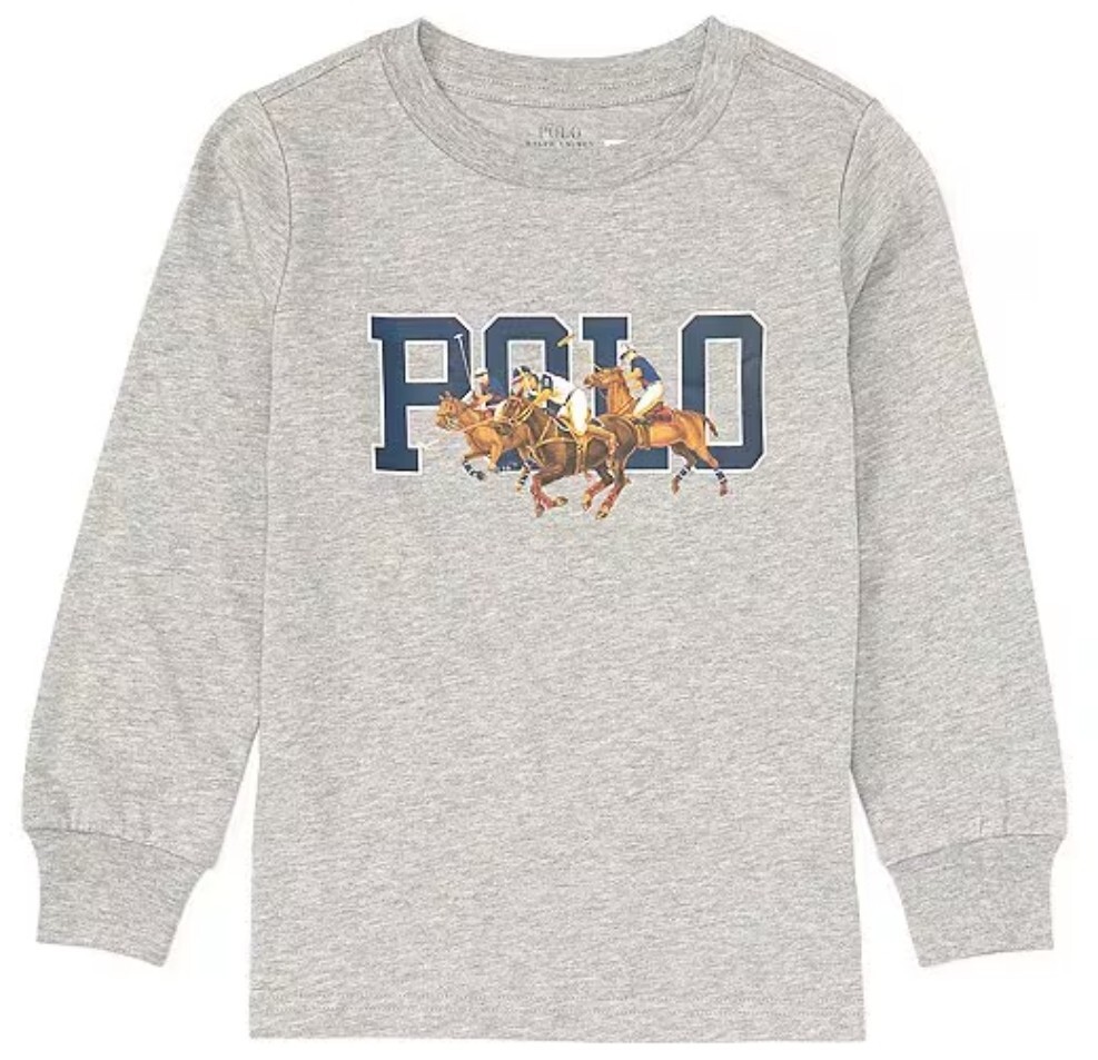 Polo ragazzo Ralph Lauren triplo pony manica lunga XL