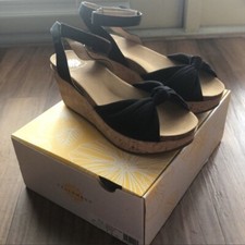 Yellow Box Black Wedge Sandals
