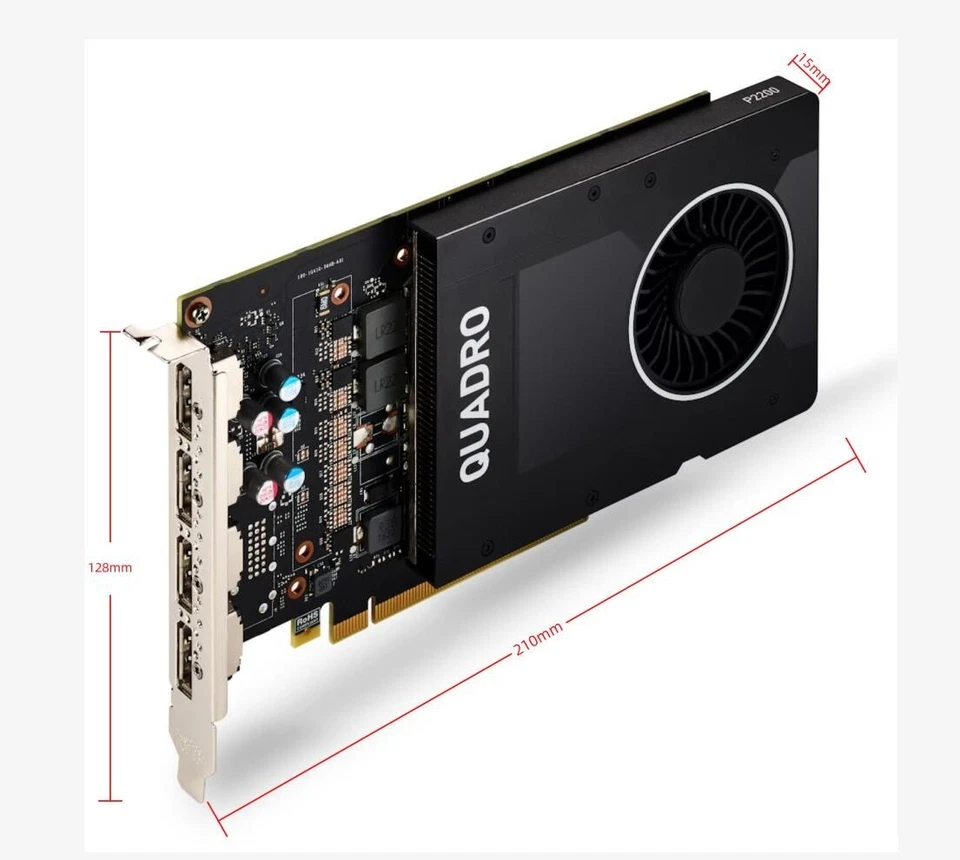 New Nvidia QUADRO P2200 5GB GDDR5x PCIE graphic card CUDA Cores DisplayPort - Image 2 of 4