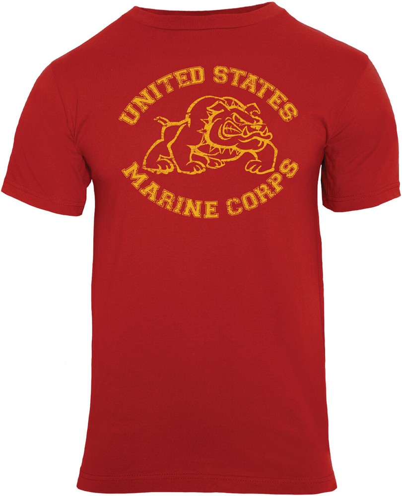 USMC Red Marines Bulldog Military Graphic T-Shirt for Men