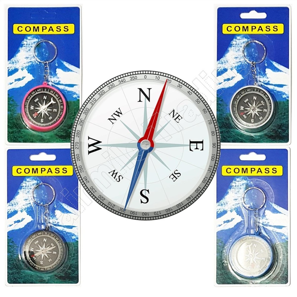 Novelty Colour Compass Keyring Keychain Map Walking Camping Travel Key Ring  Toy