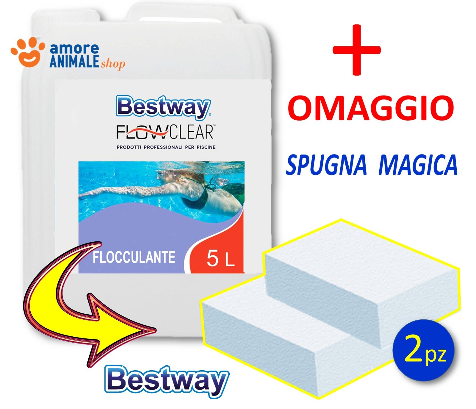 Bestway Flocking Líquido→ 1/5 Lt - el Clarificar Abrillantador Agua Piscina
