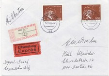 DDR 1990, 400. Geburtstag von Frans Hals 1.- M (2 x ex. Block) auf portogerechte