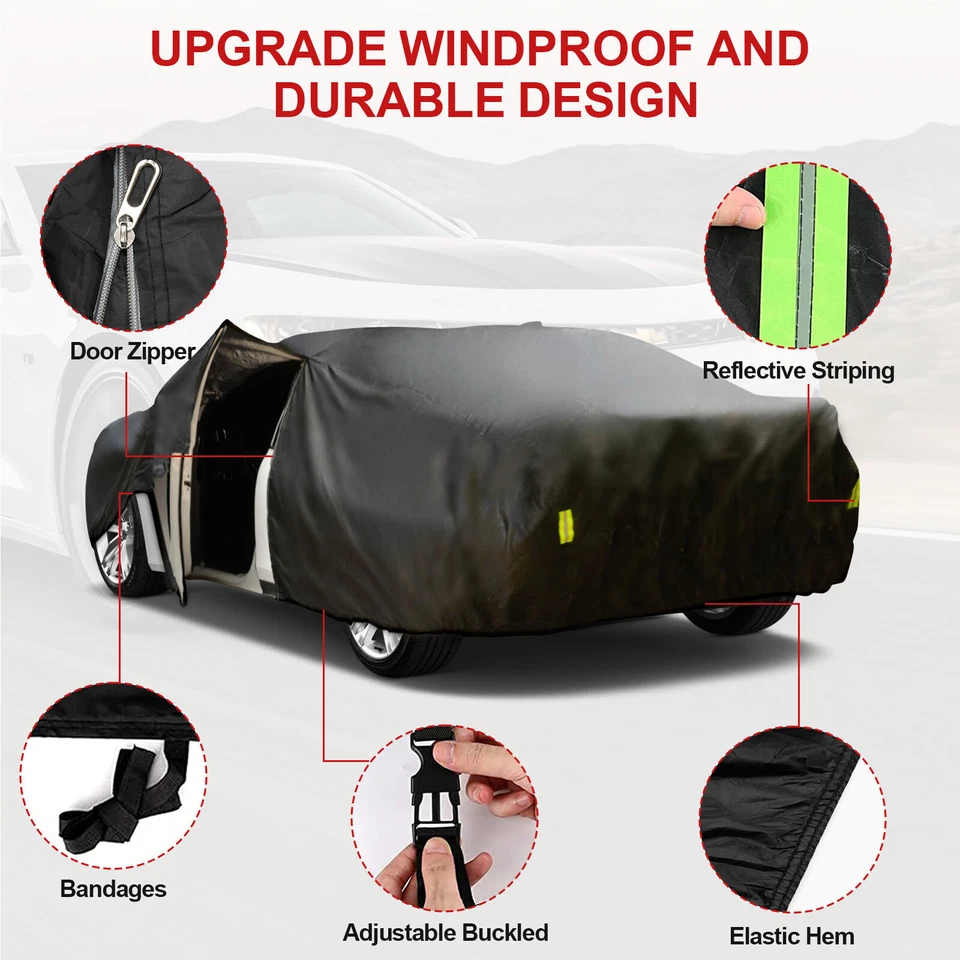 Car Cover Waterproof Outdoor UV Snow Dust Resistant Polyester For Ford Mustang. Foto 4 de 4