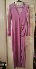 Fashion Nova Lavender Velour Maxi Dress High Slit Medium
