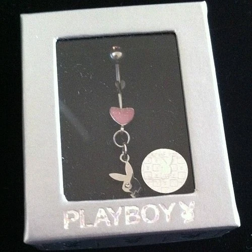 Anillo Vientre Playboy Rosa Corazón Conejito Logo Cuelga Ombligo Cuerpo Joyería Play Boy y2k Foto 2 de 4