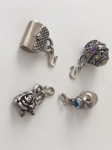 Vintage Milor Sterling Silver Rolo Link Bracelet Kabana Urn Flower Charms Rare - Picture 4 of 12