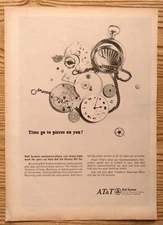 1966 AT&T Bell Systems Official Promo Pocket Watch Parts Photo Vintage Print Ad 