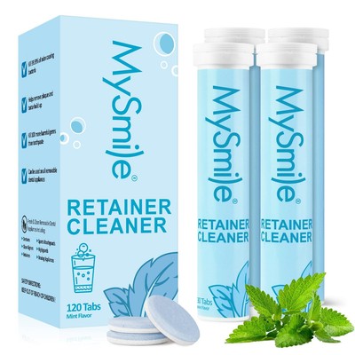 MySmile 120 Retainer Cleaner Tablets Denture Cleanser Effervescent Tablets Mint