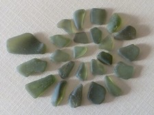 24 Pcs PALE OLIVE GREEN Beach Sea Glass for Jewelry