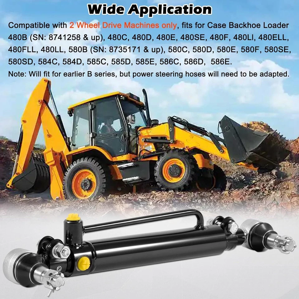 Cilindro de direção hidráulica D128454 compatível com estojo 480C 480D 580C 580D 480F 580SE 584E - Imagem 2 de 4