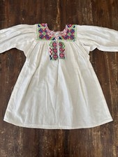 Beautiful Mexican Embroidered Girl  s Dress Size 4 Manta 100 Cotton