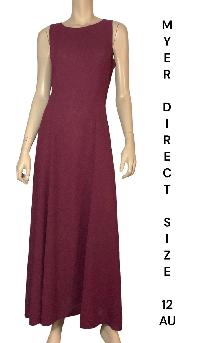 MYER DIRECT SIZE 12 MAROON LONG SPECIAL EVENTS A LINE CREPE