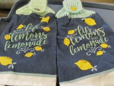 2 CROCHETED KITCHEN TOWELS WHEN LIFE GIVES LEMONS MAKE LEMONADE