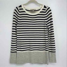 LOFT BLACK WHITE STRIPED SOFT PULLOVER SWEATER TOP SMALL