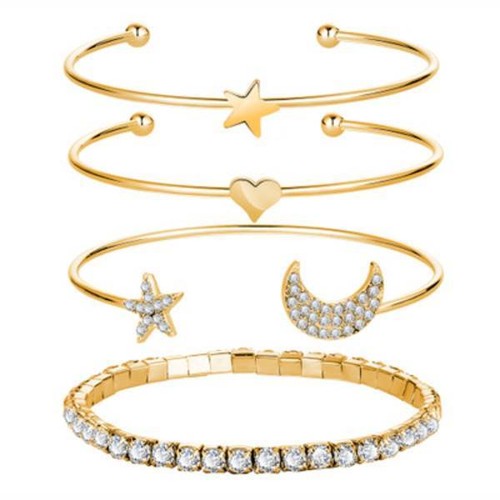 CELESTIAL BANGLE SET MOON STAR HEART CZ BRACELETS SET FASHION STAR MOON BRACELET - Picture 5 of 10