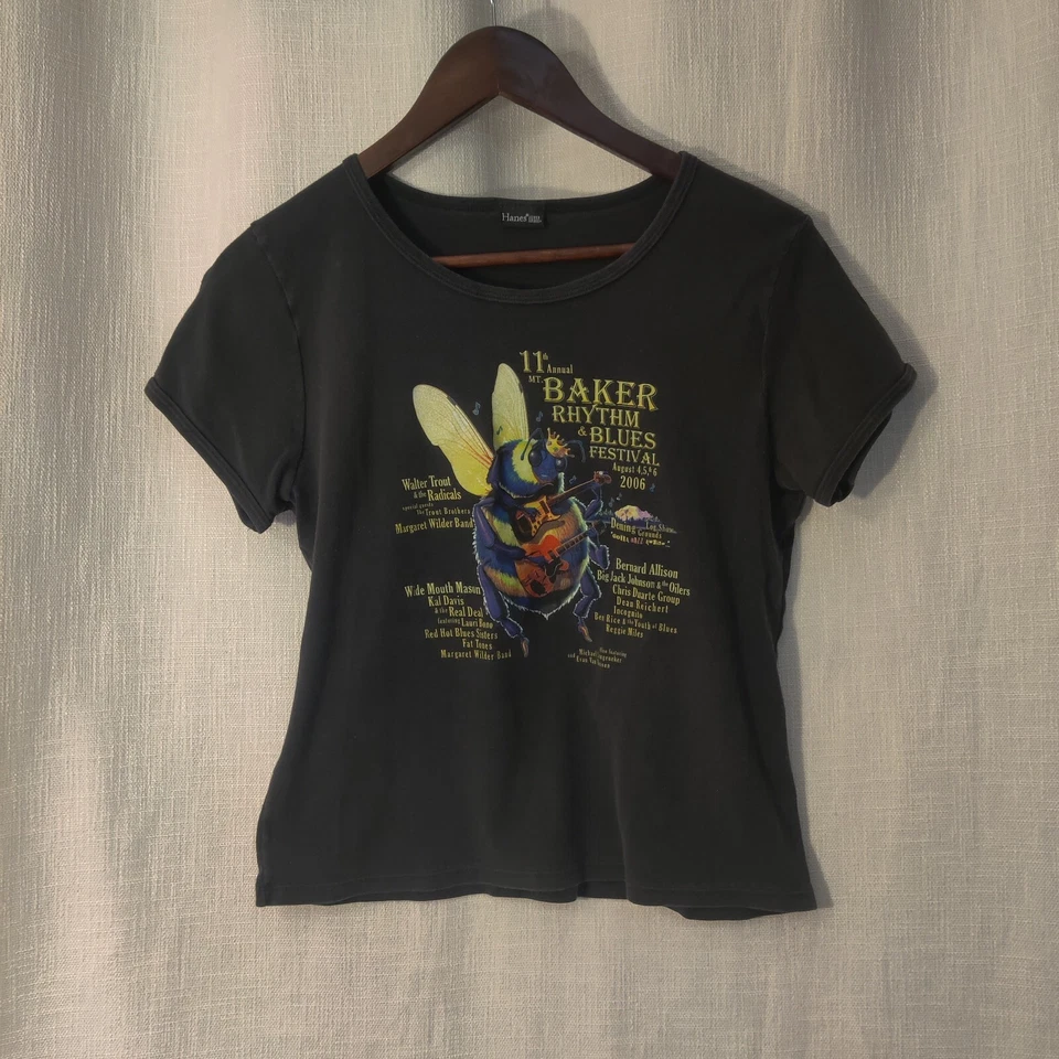 Camiseta R&B 11th Annual Mt Baker Festival Mujer Talla XL Negra Camiseta Manga Corta Foto 2 de 4