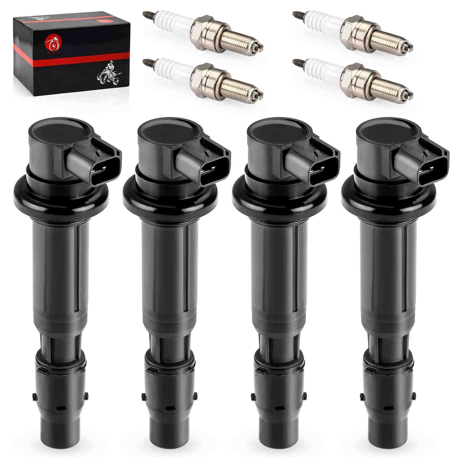 4Pcs Ignition Coils & Iridium Spark Plugs For Kawasaki Ninja ZX-6R ZX600 ZZR600