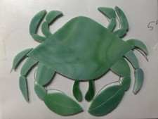 STAINED GLASS hand pre cut MOSAIC Inlay tile,stepping stone,beach,sea CRAB