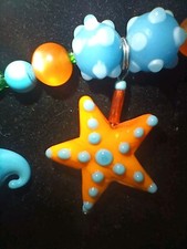 Seahorse  Starfish Glass Bead Necklace With Toggle Clasp  Matching Earrings