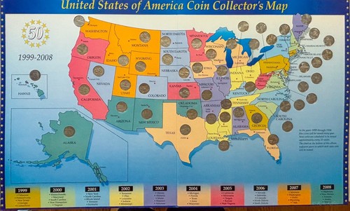 Coin Collector's United States of America State Map 1999-2008, Complete set