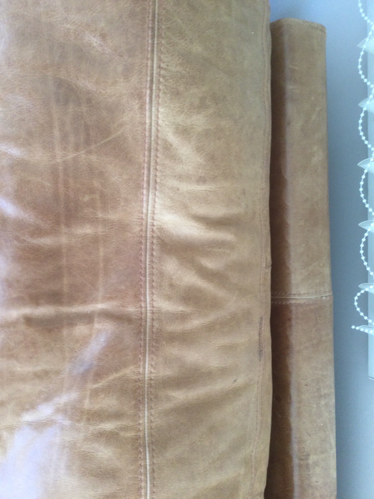 Distressed large tan leather sofa eBay
