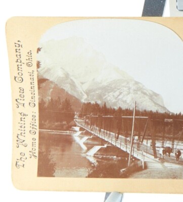Stereoscope Stereo View Card Cascade Mountain Bow River Bridge Banff Canada