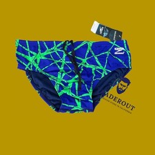 Speedo Men blue Green hard wired print Brief Swimwear size 34