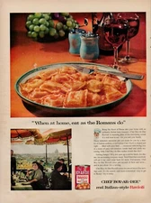 1956 Chef Boy-Ar-Dee Ravioli Beef Sauce Vintage Retro Print Ad Canned Lunch Ital