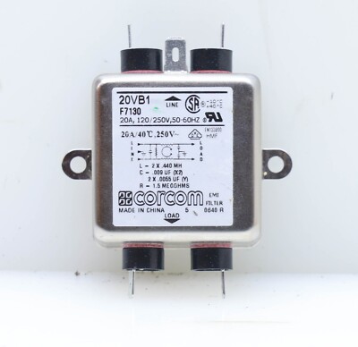 CORCOM 20VB1 EMI Line Filter 20 AMP 120/250 VAC 50/60Hz